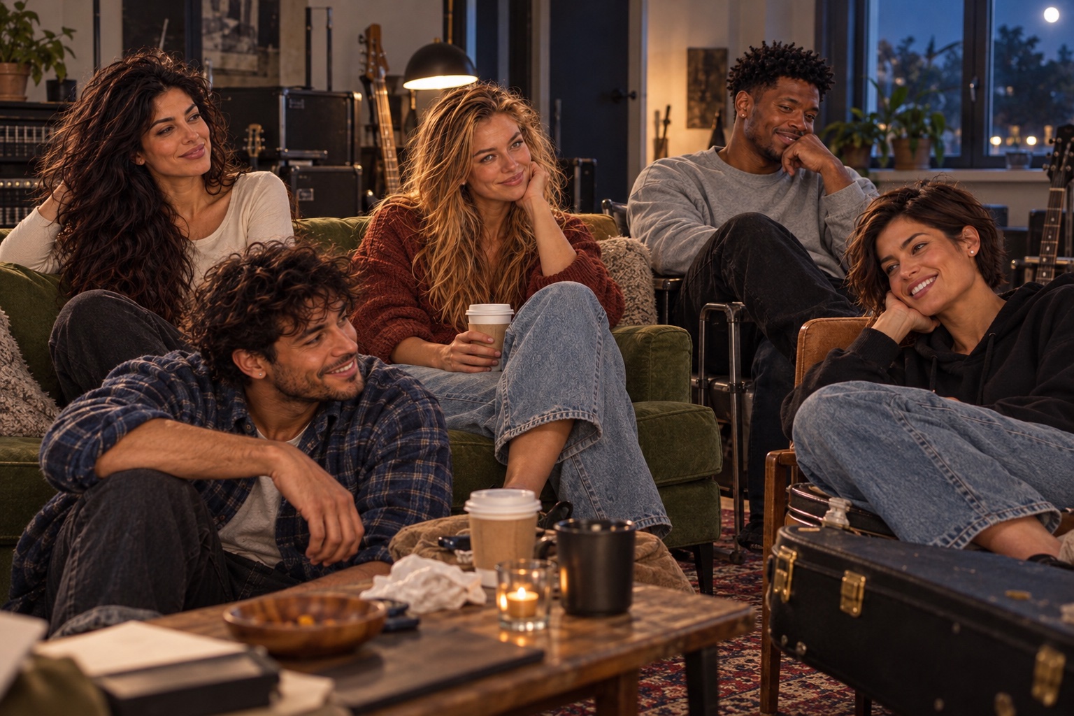 Group relaxing after a session.