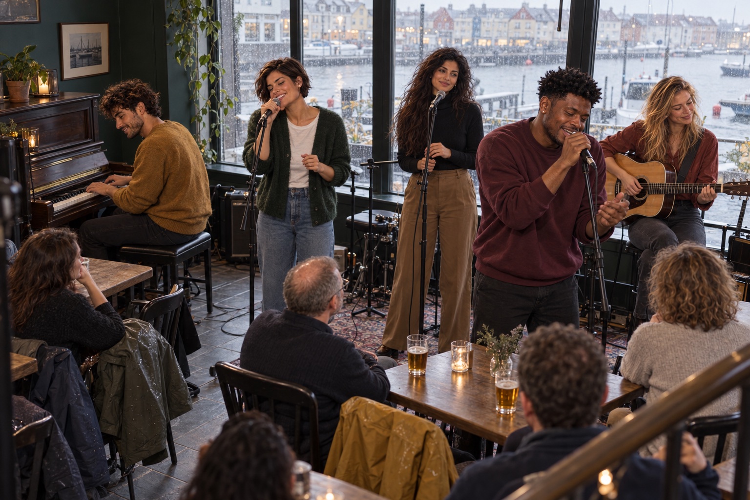 Gefea performing in a green harbour pub on a rainy September afternoon.